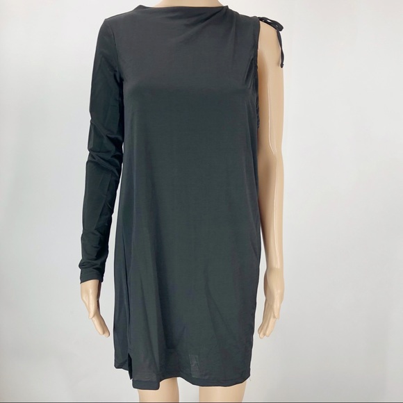New Zara Trafaluc one shoulder black small dress - Picture 2 of 8